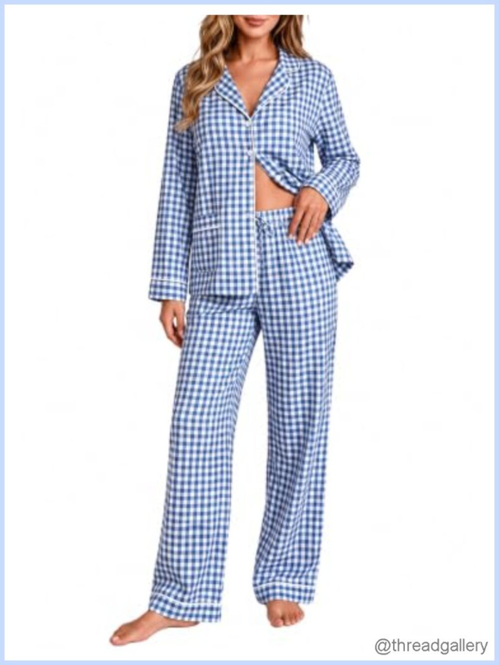 100% Cotton Women Pajama Set Long Sleeve Button Down Lounge 2 Piece
